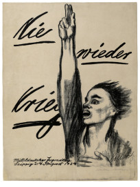 Käthe Kollwitz, Nie wieder Krieg, Plakat zum Mitteldeutschen Jugendtag 1924, Kreide- und Pinsellithografie (Umdruck)